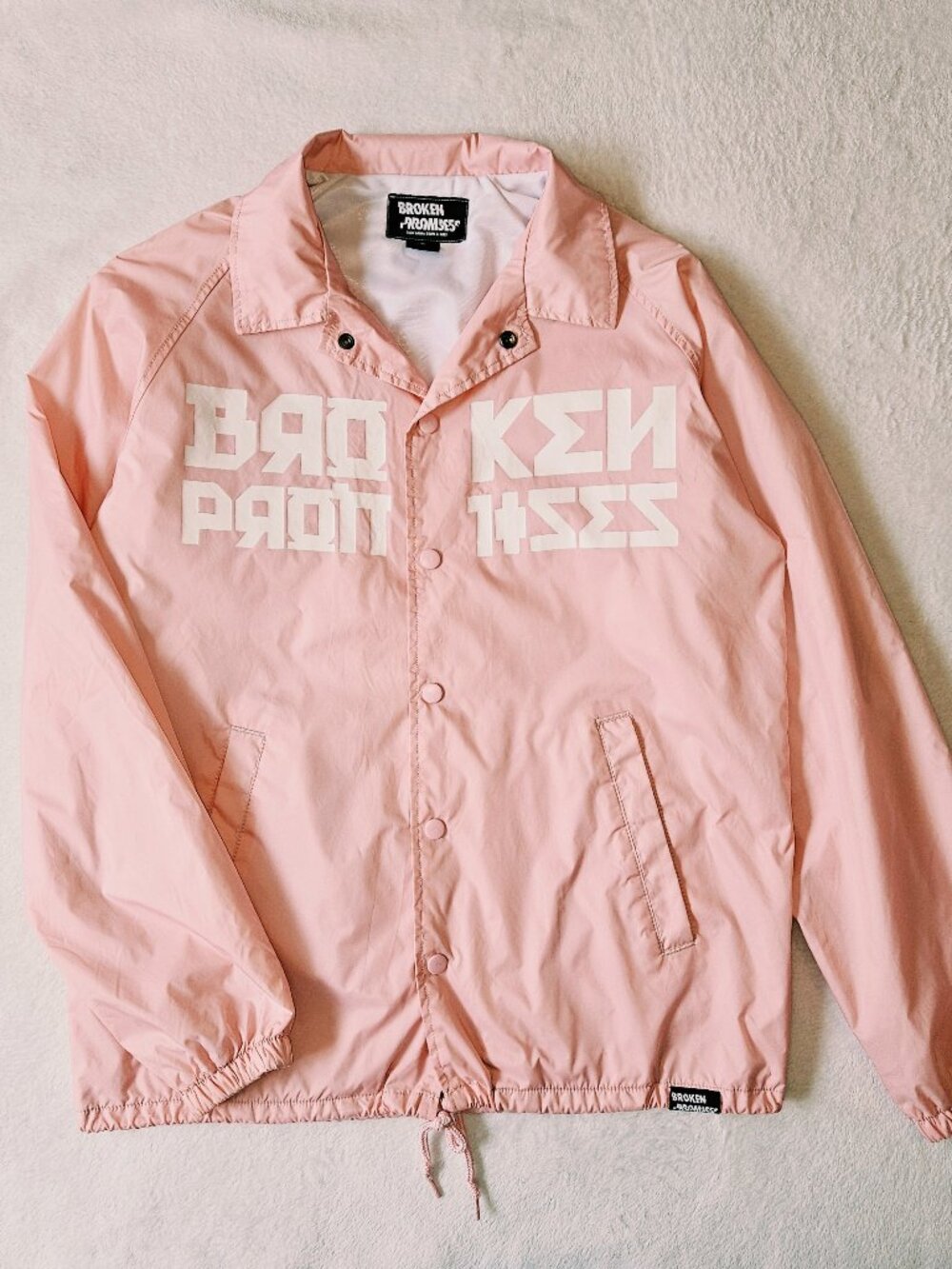 Broken Promises Co. Women's Coaches Jacket Pink Size Small Oversize